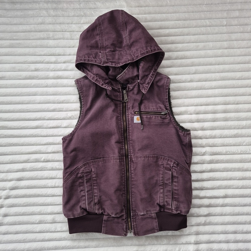 Carhartt Sherpa-Lined Wildwood Vest Deep Wine 102253 643 Women's Medium W/ Hood